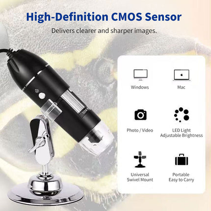 1600X Microscope 8LED Camera Magnifier Tool USB Digital for Android Mac Widows
