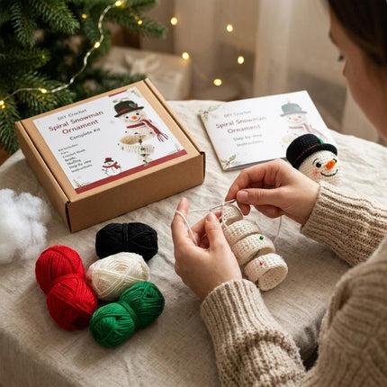 Crochet Christmas Tree Spiral Ornament DIY Kit Christmas Tree Crochet Craft Kit Snowman