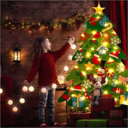 Felt Christmas Tree Set DIY with 32pcs Removable Ornaments Xmas Hand Craft Decor