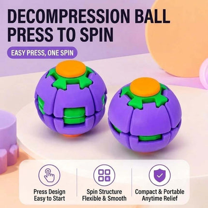 2Pcs Fidget Spinner Stress Relief Rotating Balls Finger Push Spin Auto Gyro Ball Toy Purple