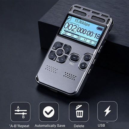 64GB Digital Voice Recorder Dictaphone Audio Sound Voice Recorder MP3 Player