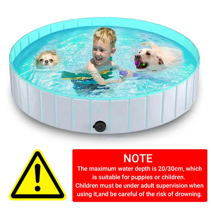 120x30Cm Foldable Pet Swimming Pool Durable PVC Dog Pool for Outdoor & Indoor Use Grey