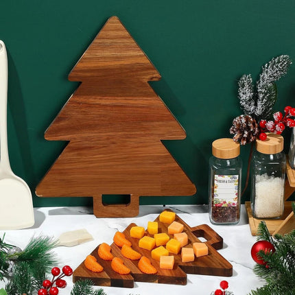 Christmas Cutting Board Christmas Tree Shaped Cutting Board Reusable Wooden Tray