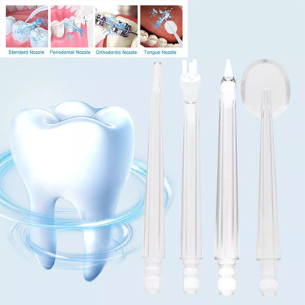 Cordless Oral Irrigator Water Jet Dental Teeth Flosser Tooth Cleaner 4 Nozzles(Green)