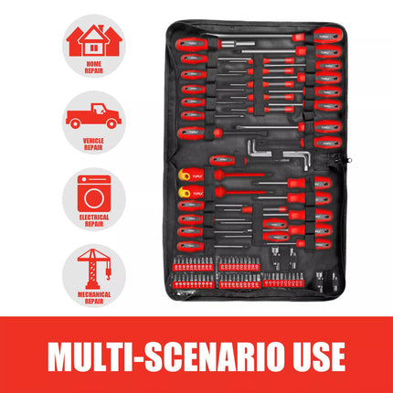 100 PCs Screwdriver Set Non-Slip Precision Screw Bits Sockets Kit w/ Oxford Bag