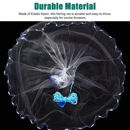 Durable Fishing Cast Net Bait Easy Throw Hand Cast Strong Tire Trap Mesh Line (3.6M/12FT)