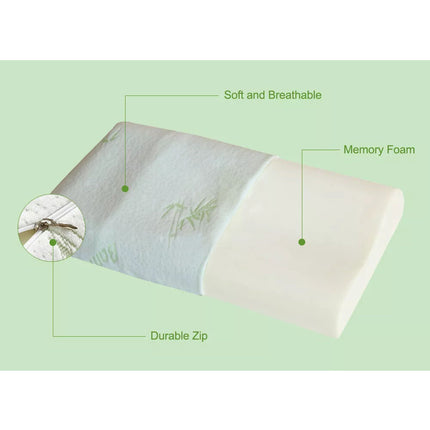 2x Pack Luxury Bamboo Memory Foam Fabric Fibre Cover Contour Pillow 60X40cm