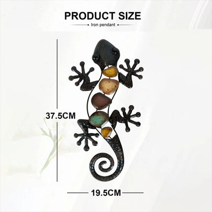 Metal Gecko Wall Art Lizard Decor Hanging Iron Art Sculpture Garden Fence Crafts