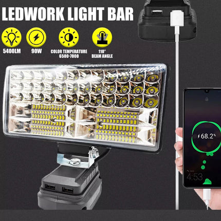 18V Li-Ion Battery LED Work Light Workshop Flashlights Torch Camping