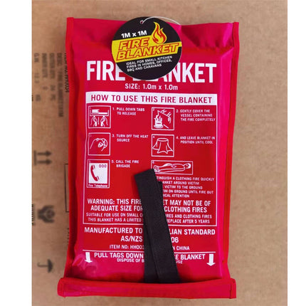 2PK Fire Blanket 1mx1m For Home Kitchen Office Caravan Emergency Australian Standard