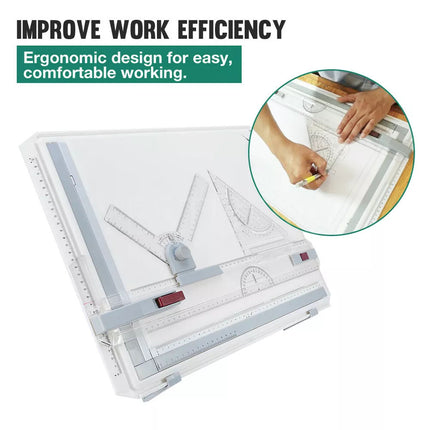 A3 Drawing Board Portable Drafting Table With Parallel Motion & Adjustable Angle