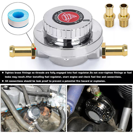 Universal Metal Adjustable Fuel Pressure Regulator Kit Carburetor 150LPH 1-5 psi