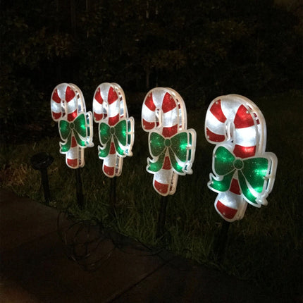 4 Pieces 40 LED White PVC Candy Cane Solar Christmas Garden Lights