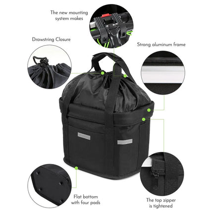 Bicycle Front Basket Removable Waterproof Handlebar Basket Pet Carrier Frame Bag