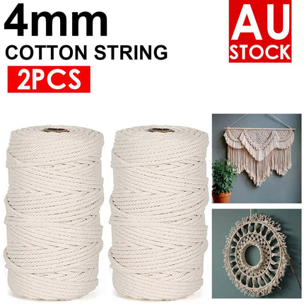 4mm Natural Cotton Rope Cord String Twisted Beige Craft Macrame Artisan