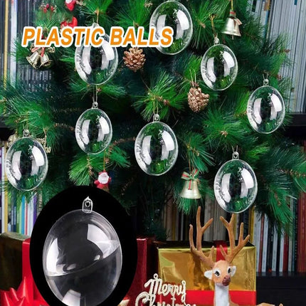 10X Clear Plastic Ball Christmas Baubles Fillable Xmas Tree Ornament Deco