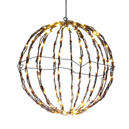 25*25 Warm Lights Christmas Foldable Metal Hanging Sphere Lights Outdoor Display Ball Lights