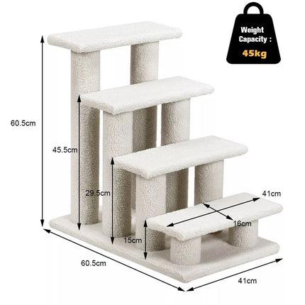 4-Step Pet Stairs Carpeted Ladder Ramp 8 Scratching Post Cat Tree Climber
