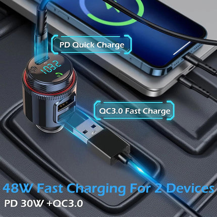 Bluetooth Adapter Car Wireless FM Radio FM Transmitter PD Dual USB Charger MP3