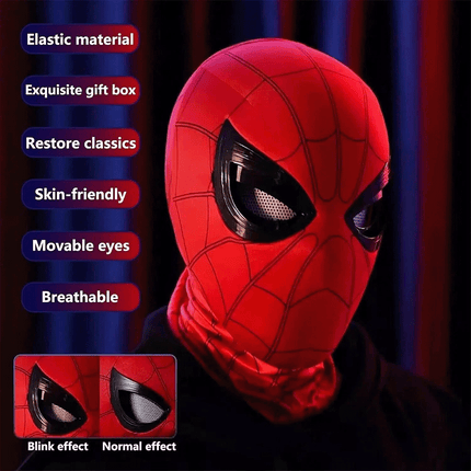 Spiderman Mask with Ring Remote Control Eye Closing Blinking Eyes Helmet Cosplay