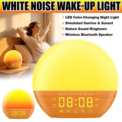 Sunrise Alarm Clock FM Radio White Noise Sleep Aid Night Lamp Bluetooth Speaker