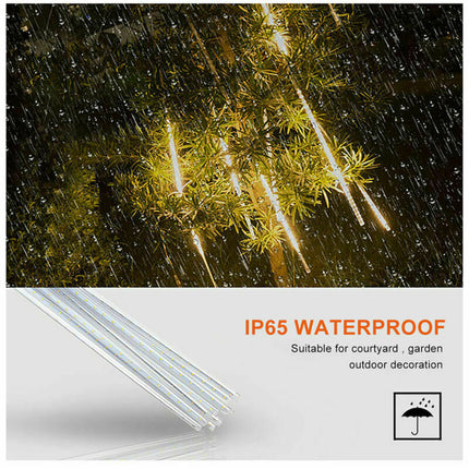 Christmas LED Solar String Lights Falling Rain Drop Icicle Warm