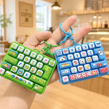 Mini Fingertip Button Keyring Cartoon Stress Relief Fidget Toy Travel Use