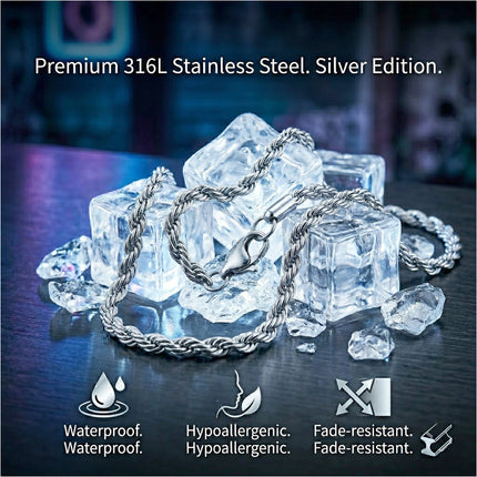 Chain Link Curb Necklace Men Women Stainless Steel Silver