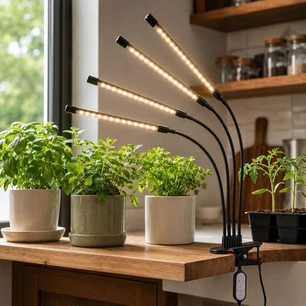 80 LED Grow Light 4 Head Full Spectrum Indoor Plant Lamp Timer USB Dimmable