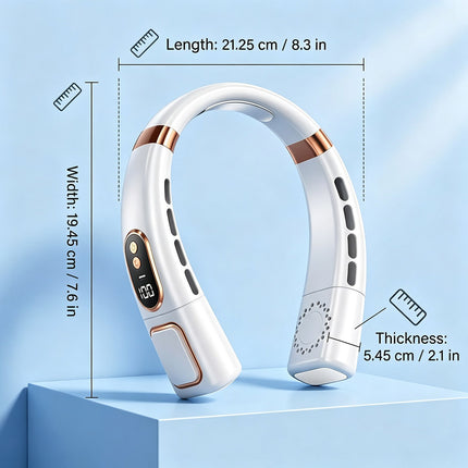 Upgraded 8000mAh Neck Fan Portable Cooler USB Rechargeable Cooling Lazy Neckband  White