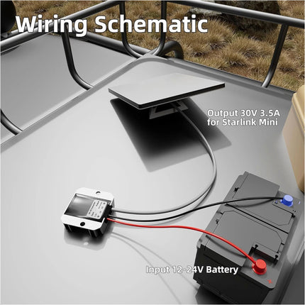 Step Up Power Adapter 12V/24V To 30V3.5A Converter W/ DC Cable For Starlink-Mini