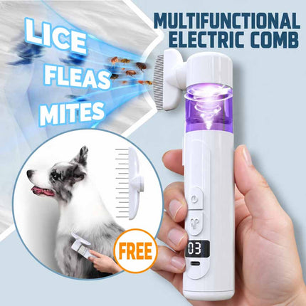 2-in-1 Electric Pet Grooming Brush & Flea Comb, Rechargeable Detangling Brush