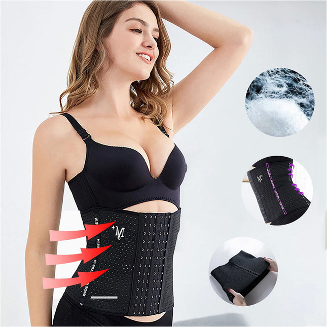 Women's Waist Trainer Cincher Tummy Girdle Belt Body Shaper Slimming Corset Wrap Black