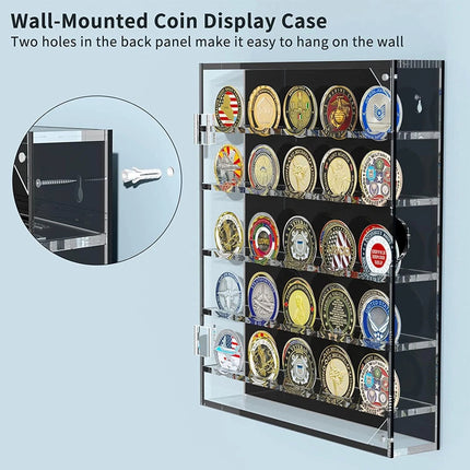 45 Grids Acrylic Clear Coin Medals Holder Military Challenge Coin Display Case