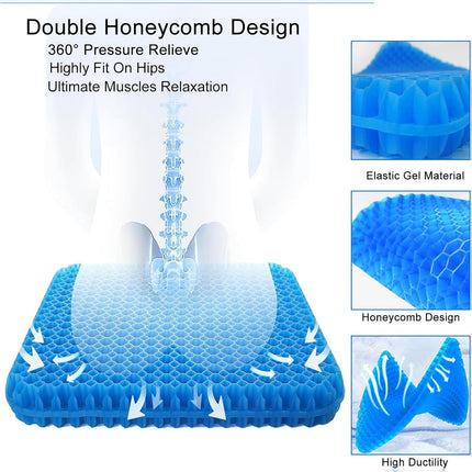 Double Layer Honeycomb Gel Seat Cushion Body Pressure Support for Car and Office Use