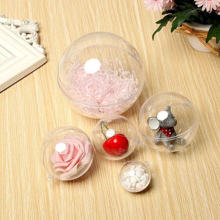 10X Clear Plastic Ball Christmas Baubles Fillable Xmas Tree Ornament Deco