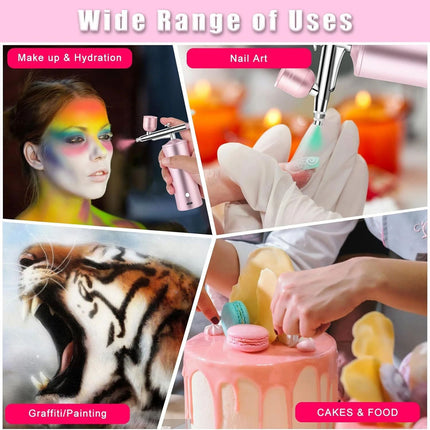 Portable Airbrush Kit Air Brush Compressor Cordless Spray Paint USB Rechargeable