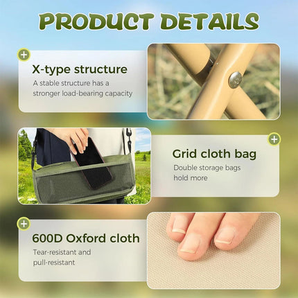 Portable Stool Lightweight Foldable Stool with Bag for Picnic Hiking Fishing