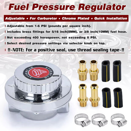 Universal Metal Adjustable Fuel Pressure Regulator Kit Carburetor 150LPH 1-5 psi