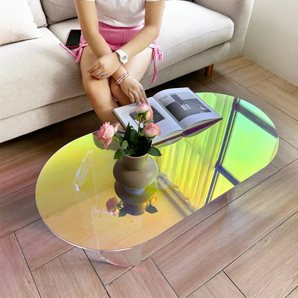 Gorgeous Iridescent Acrylic Side Table Cool Rainbow Coffee Table Home Art Decor