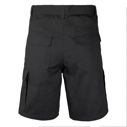 Mens Cargo Work Shorts Cotton Drill Heavy Duty Tradie Multi Pockets Black