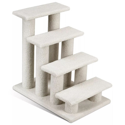 4-Step Pet Stairs Carpeted Ladder Ramp 8 Scratching Post Cat Tree Climber