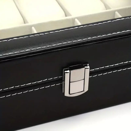 12 Grids Leather Watch Box Organizer Case Jewelry Display Storage Showcase