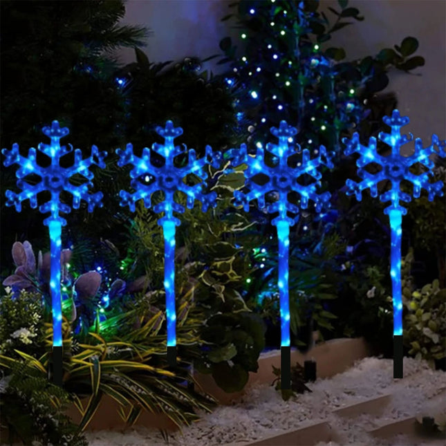 4 Pieces 40 LED Blue Snowflakes Solar Christmas Garden Lights