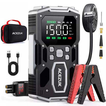 6000A Car Jump Starter with Air Compressor 26800mah Power Bank Battery Booster