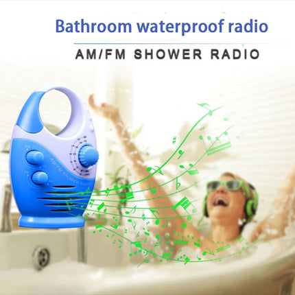 AM FM Shower Radio Hanging Bathroom Radio Easy Tuning and Volume Control （Blue）