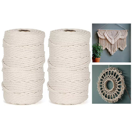 4mm Natural Cotton Rope Cord String Twisted Beige Craft Macrame Artisan