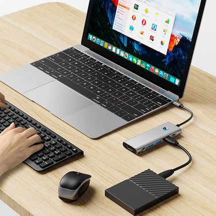 9 in 1 Hub Docking Station Type-C to HDMI Adapter 4K @60Hz HDMI USB 3.0 SD TF