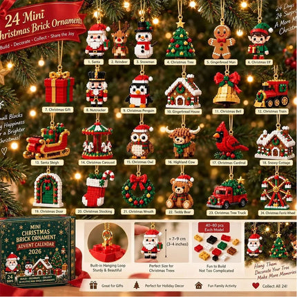 Mini Christmas Brick Ornament Advent Calendar 24 Day Unique Buildable Holiday AU