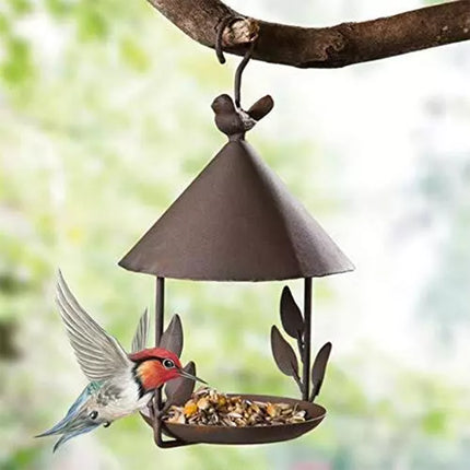Hanging Bird Feeder Parrot Iron Food Container Wild Seed Outdoor Birdfeeders